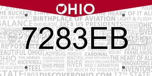 7283EB Ohio License Plate