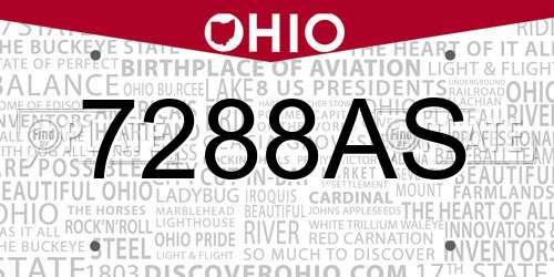 7288AS Ohio License Plate