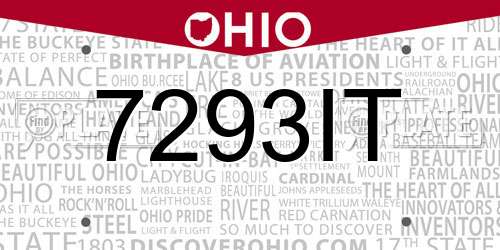 7293IT Ohio License Plate
