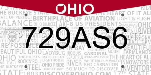 729AS6 Ohio License Plate