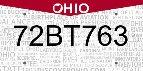 72BT763 Ohio License Plate