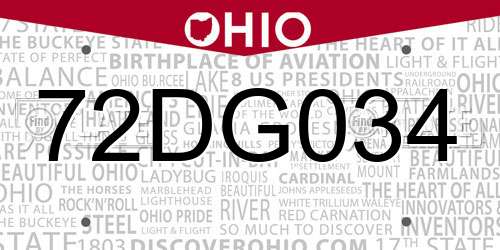 72DG034 Ohio License Plate