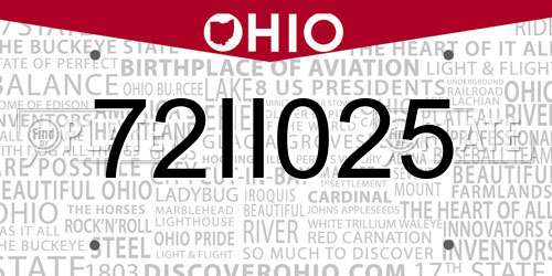 72II025 Ohio License Plate