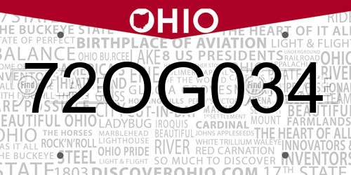 72OG034 Ohio License Plate