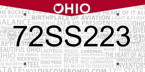 72SS223 Ohio License Plate