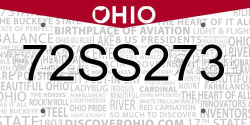 72SS273 Ohio License Plate