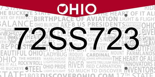 72SS723 Ohio License Plate