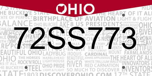 72SS773 Ohio License Plate