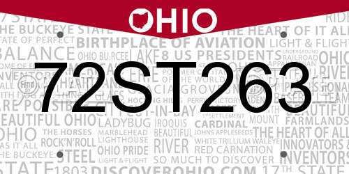 72ST263 Ohio License Plate