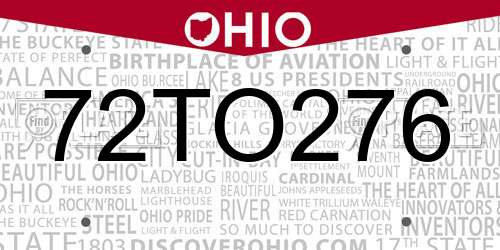72TO276 Ohio License Plate