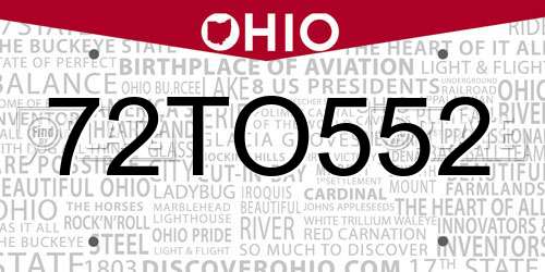72TO552 Ohio License Plate
