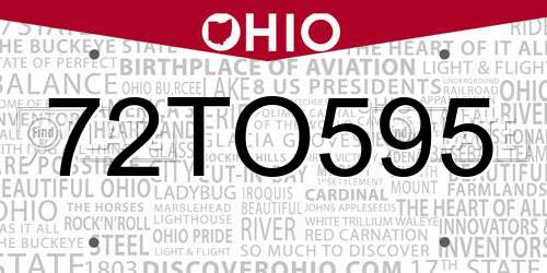 72TO595 Ohio License Plate