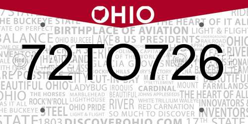 72TO726 Ohio License Plate