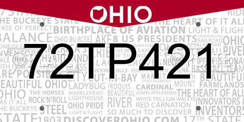 72TP421 Ohio License Plate