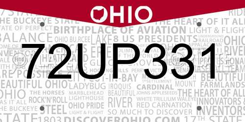 72UP331 Ohio License Plate