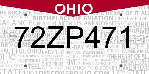72ZP471 Ohio License Plate