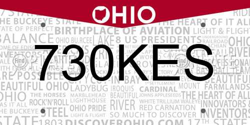 730KES Ohio License Plate