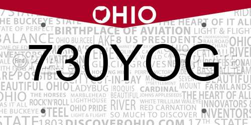 730YOG Ohio License Plate