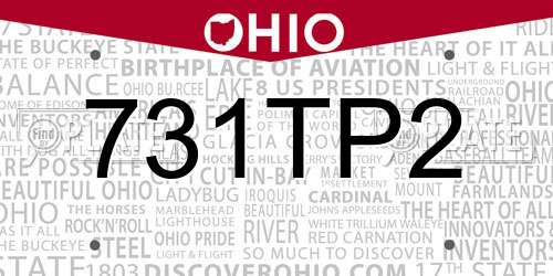 731TP2 Ohio License Plate