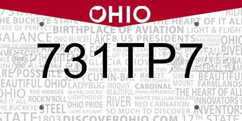 731TP7 Ohio License Plate