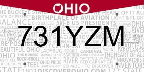 731YZM Ohio License Plate
