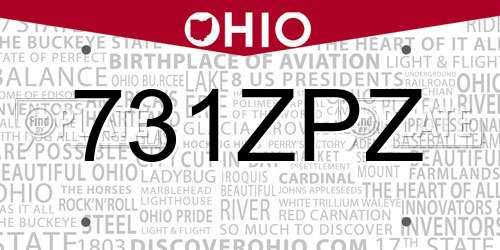 731ZPZ Ohio License Plate