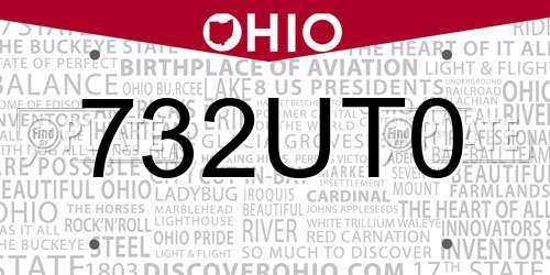 732UT0 Ohio License Plate