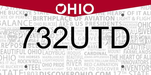 732UTD Ohio License Plate