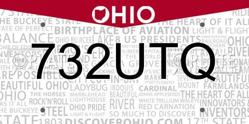 732UTQ Ohio License Plate