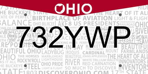 732YWP Ohio License Plate