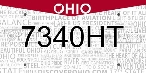 7340HT Ohio License Plate