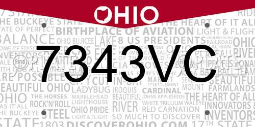 7343VC Ohio License Plate