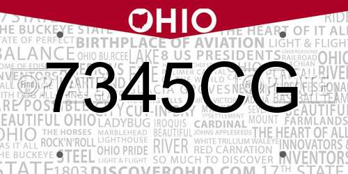 7345CG Ohio License Plate