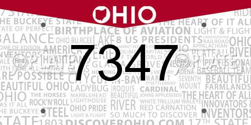 7347 Ohio License Plate