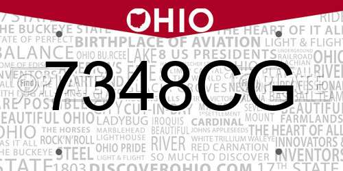 7348CG Ohio License Plate