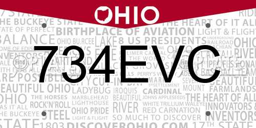 734EVC Ohio License Plate