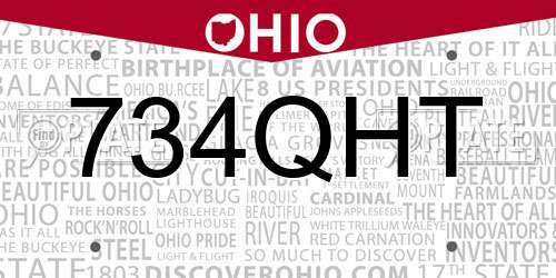 734QHT Ohio License Plate