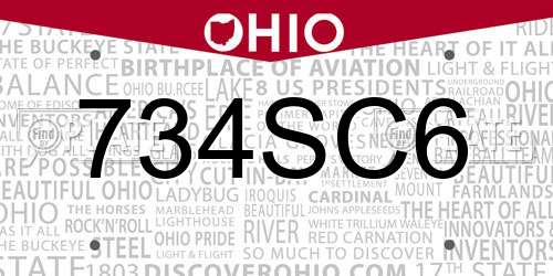 734SC6 Ohio License Plate