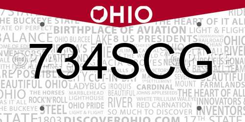 734SCG Ohio License Plate