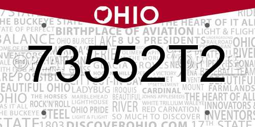 73552T2 Ohio License Plate