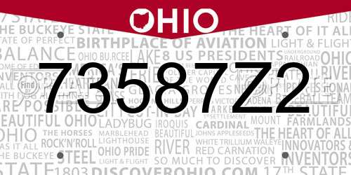 73587Z2 Ohio License Plate