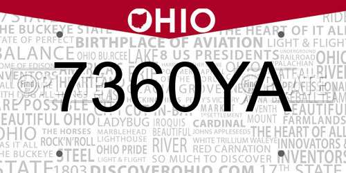 7360YA Ohio License Plate