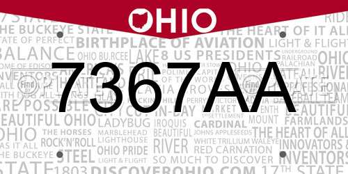 7367AA Ohio License Plate