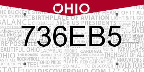 736EB5 Ohio License Plate