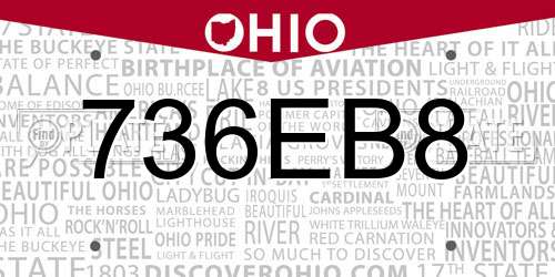 736EB8 Ohio License Plate