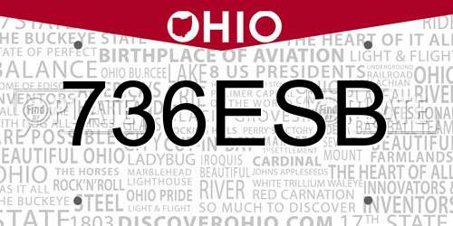 736ESB Ohio License Plate