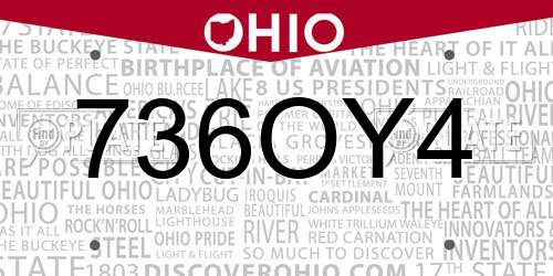 736OY4 Ohio License Plate