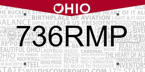 736RMP Ohio License Plate