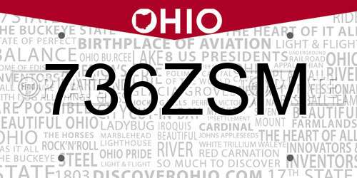 736ZSM Ohio License Plate