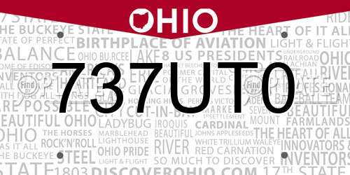 737UT0 Ohio License Plate